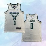 Camiseta Milwaukee Bucks Damian Lillard NO 0 Ciudad 2018-19 Crema