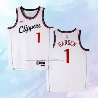 Camiseta Los Angeles Clippers James Harden NO 1 Association 2024-25 Blanco