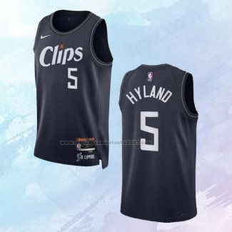 Camiseta Los Angeles Clippers Bones Hyland NO 5 Ciudad 2023-24 Azul