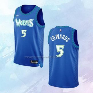 Camiseta Minnesota Timberwolves Anthony Edwards NO 5 Ciudad Azul