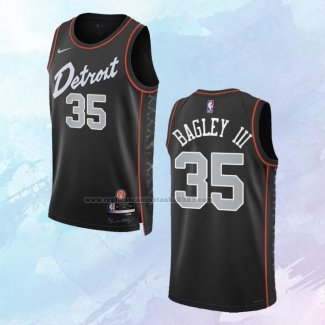 Camiseta Detroit Pistons Marvin Bagley III NO 35 Ciudad 2023-24 Negro