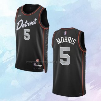 Camiseta Detroit Pistons Monte Morris NO 5 Ciudad 2023-24 Negro