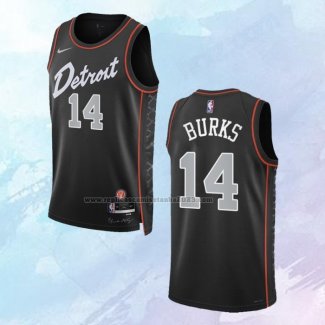 Camiseta Detroit Pistons Alec Burks NO 14 Ciudad 2023-24 Negro