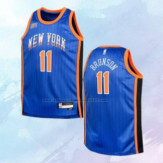 Camiseta Nino New York Knicks Jalen Brunson NO 11 Ciudad 2023-24 Azul