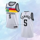 Camiseta Minnesota Timberwolves Anthony Edwards NO 5 Ciudad 2022-23 Blanco
