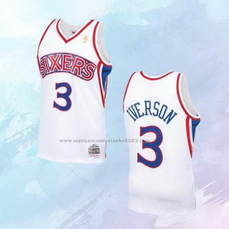 Camiseta Nino Philadelphia 76ers Allen Iverson NO 3 Mitchell & Ness 1996-97 Blanco