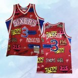 Camiseta Philadelphia 76ers Allen Iverson NO 3 Slap Sticker Mitchell & Ness 1996-97 Rojo