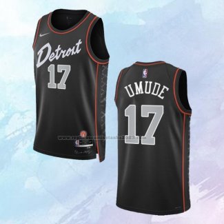 Camiseta Detroit Pistons Stanley Umude NO 17 Ciudad 2023-24 Negro