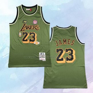 Camiseta Los Angeles Lakers Lebron James NO 23 Mitchell & Ness 2018-19 Verde