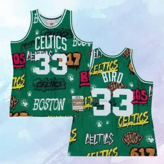 Camiseta Boston Celtics Larry Bird NO 33 Slap Sticker Mitchell & Ness 1985-86 Verde