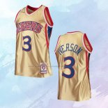Camiseta Philadelphia 76ers Allen Iverson NO 3 Mitchell & Ness 1996-97 Oro