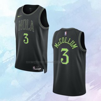 Camiseta New Orleans Pelicans CJ McCollum NO 3 Ciudad 2023-24 Negro