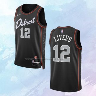 Camiseta Detroit Pistons Isaiah Livers NO 12 Ciudad 2023-24 Negro