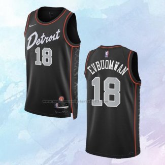 Camiseta Detroit Pistons Tosan Evbuomwan NO 18 Ciudad 2023-24 Negro