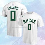 Camiseta Manga Corta Milwaukee Bucks Damian Lillard Blanco