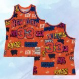 Camiseta New York Knicks Patrick Ewing NO 33 Slap Sticker Mitchell & Ness 1991-92 Naranja