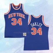 NO 34 Charles Oakley Camiseta New York Knicks Hardwood Classics Throwback Azul