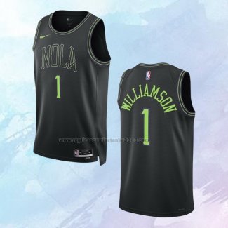 Camiseta New Orleans Pelicans Zion Williamson NO 1 Ciudad 2023-24 Negro